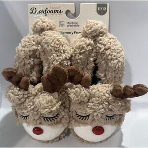 Reindeer Slippers Youth Size 11-12 Christmas Slippers-House Shoes -(59)
